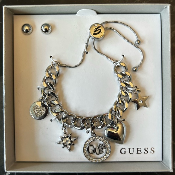 Guess Charm Bracelet & Earrings - Picture 1 of 4